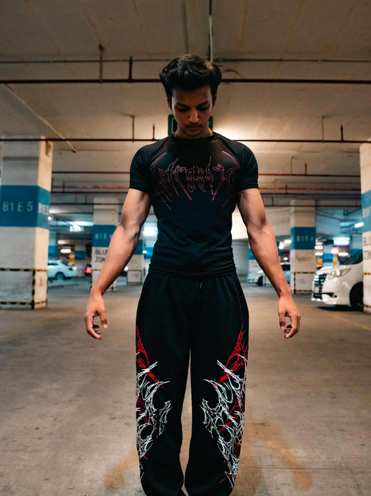 Skeleton Baggy Joggers Red