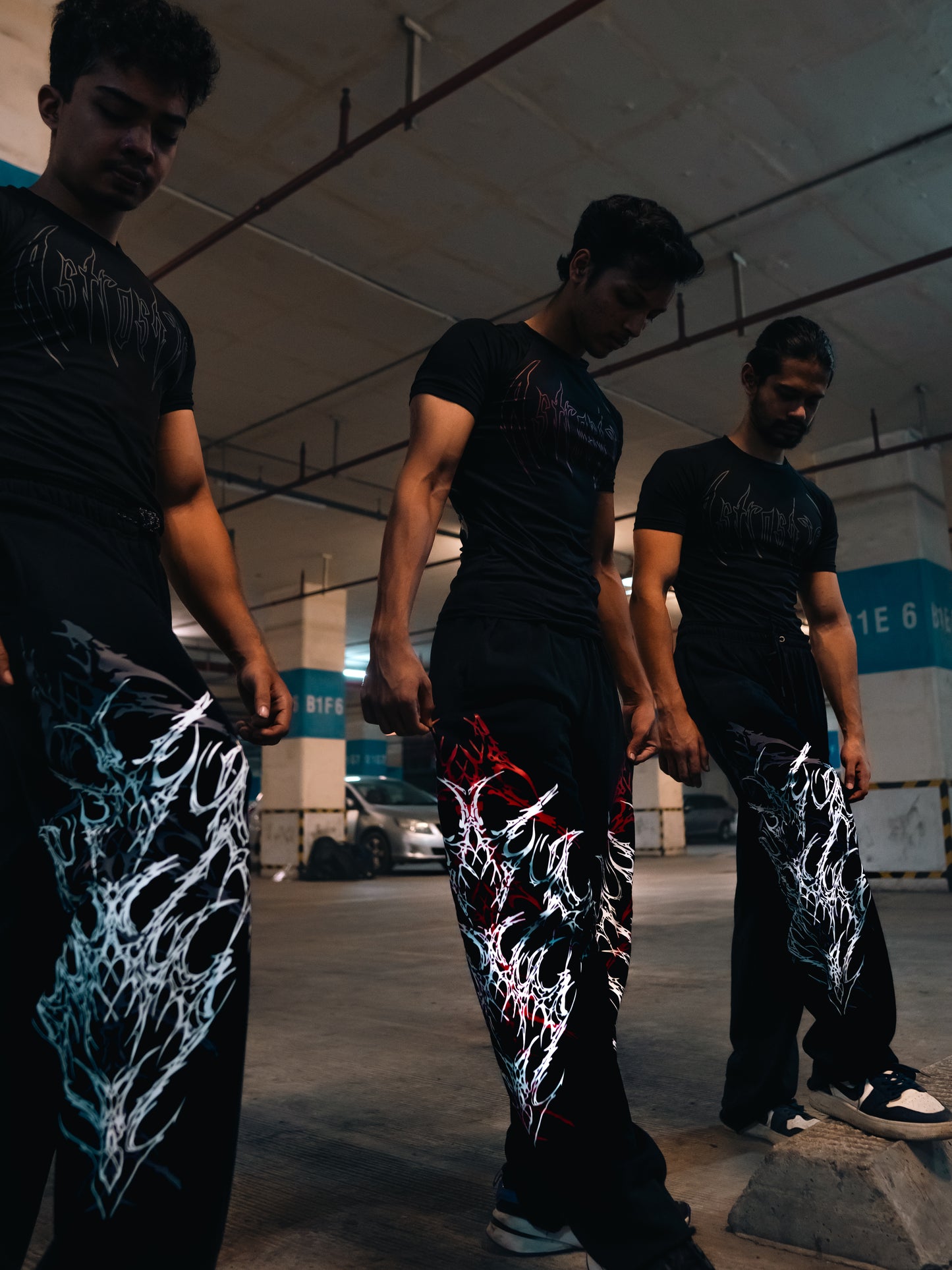 Skeleton Baggy Joggers Red