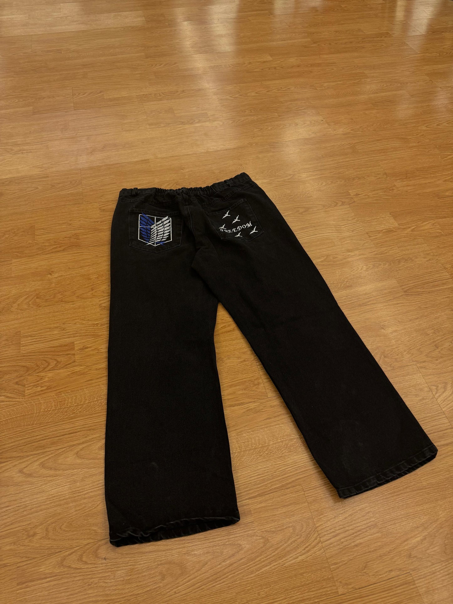 Attack on Titan Embroidery Semi Baggy Jeans